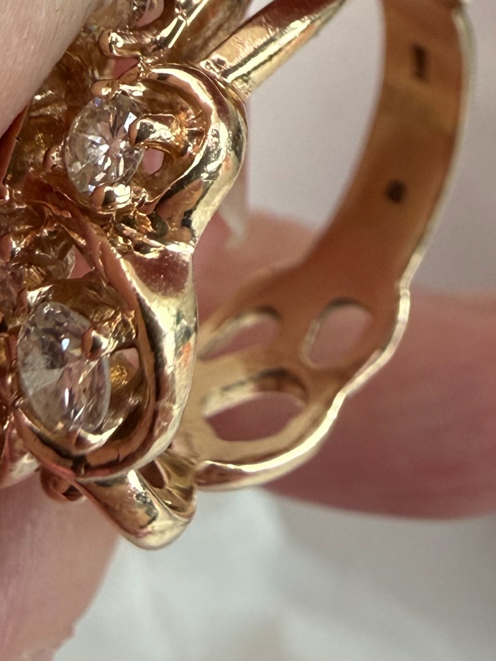 Gold Floral Cluster Ring with 8 Diamonds - Women's Gold Ring - Picture 6 of 6